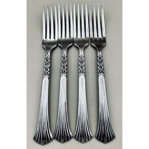 4 Oneida FLORAL QUEEN Silver Plate 1881 Rogers Dinner Forks Retired